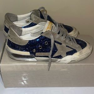AUTHENTIC GOLDEN GOOSE SUPER STAR BLUE GLITTER SNEAKERS!!